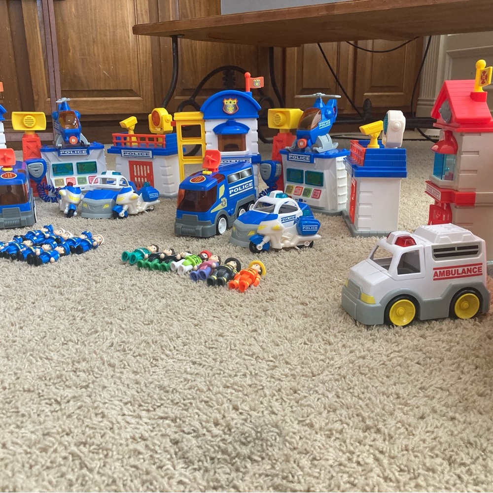 HAP-P-KIDS police and fire department village set, hardly ever used.